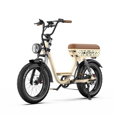 Tiefeinsteiger Elektrofahrrad mit verlängerter Komfortsattel 20" Breite Reifen E-Bike