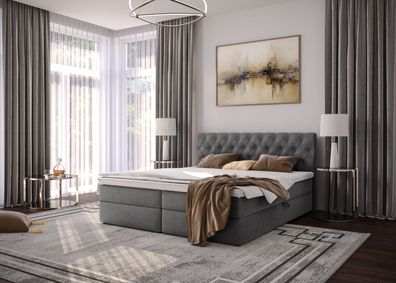 Boxspringbett Karla 120/140/160/180x200 cm Chesterfield mit Bettkasten und Matratze
