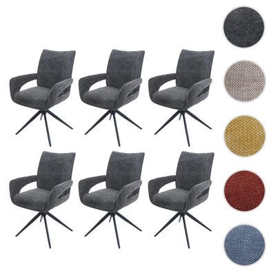 6er-Set Esszimmerstuhl HWC-O78, drehbar Auto-Return, Chenille 310g/m² Öko-Tex