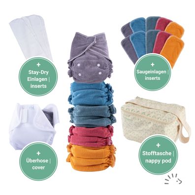 Popolini UltraFit Rainbow Soft Set Bunt sortiert Komplettset Stoffwindeln 3-15kg