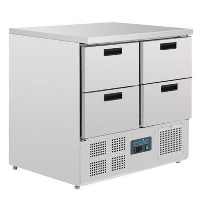 Gastronomie Polar Arbeitstisch Mit Kühlschrank, Edelstahl, 4 Schubladen