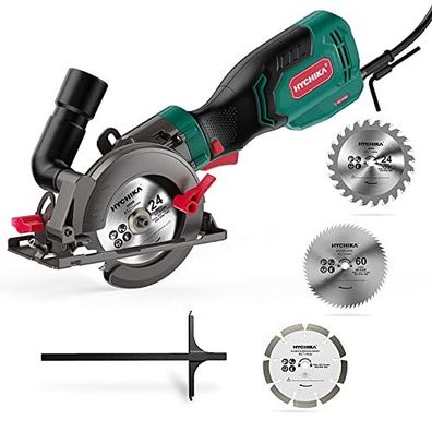 Hychika – Kleine Kreissäge 750 W mit 3 Sägeblättern, Schnitttiefe bis 48 mm