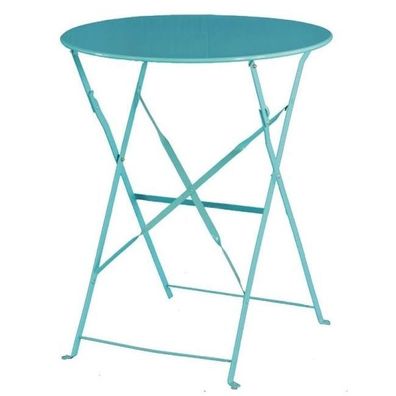 Frühling Garten Sommer Bolero Runder Klappbarer Terrassentisch Stahl Azurblau 60Cm
