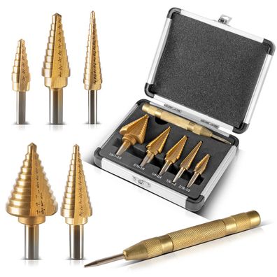 Stahlwerk HSS Stufenbohrer Set 6 Teile mit TiN-Beschichtung und Aluminiumkoffer