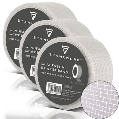 Stahlwerk Glasfaser-Gewebeband 3er Set 20 m x 50 mm, selbstklebend