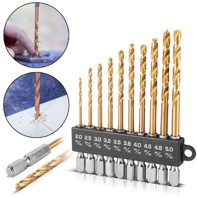 Stahlwerk Universal Spiralbohrer Set 2-5 mm mit Sechskant-Schaft 10-teilig