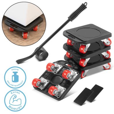 Stahlwerk Möbeltransport Set 4 Transportroller und 1 praktischer Möbelheber