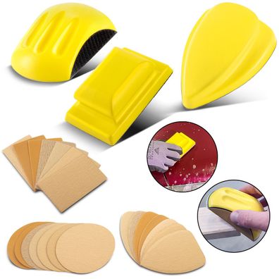 Stahlwerk Handschleifblock 3er Set aus PU-Schaumstoff mit Klett-Schleifmittel