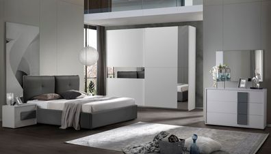 Schlafzimmer-Set Blossom 6-Teilig in Weiß/Grau