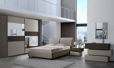 Schlafzimmer-Set Kenna 6-Teilig in Graubeige/Holzoptik