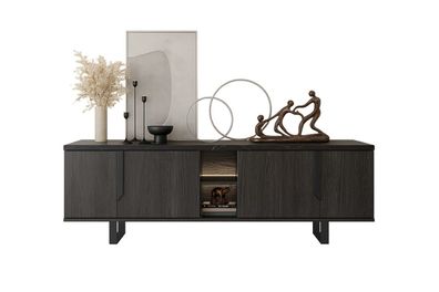 Lowboard Orion in Rosenholzoptik/Schwarz