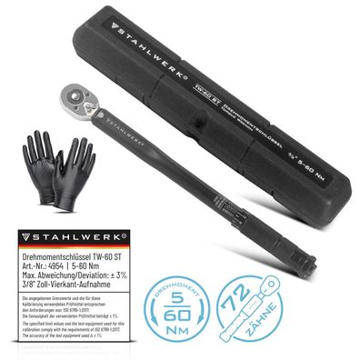 Stahlwerk Drehmomentschlüssel TW-60 ST 5-60 Nm 3/8“ Zoll mit Mikrometerskala