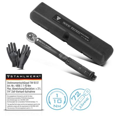 Stahlwerk Drehmomentschlüssel TW-10 ST 1-10 Nm 1/4“ Zoll mit Mikrometerskala