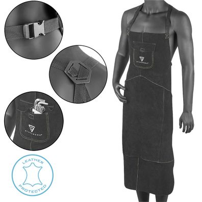 Stahlwerk Schweißerschürze Schwarz Aus Hochwertigem Spaltleder