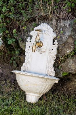 Waschbecken Wandbrunnen Garten Eisen Nostalgie antik Stil Brunnen weiss