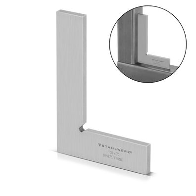 Stahlwerk Flachwinkel 90° 100 x 70 mm DIN 875/1 aus rostfreiem Edelstahl