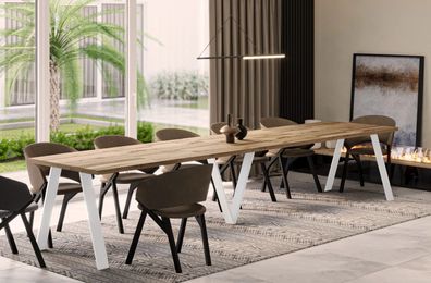 ENDO XXL Esstisch Lungo WEISS 130-405 cm ausziehbar Kulissentisch Esszimmertisch NEU