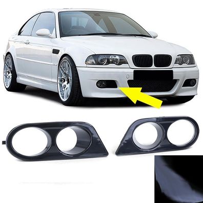 Nebelscheinwerfer Blenden Stoßstange Schwarz Glanz passend für 3er BMW E46