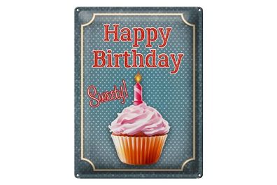 Blechschild 40 x 30 cm Happy Birthday sweety! Kerze