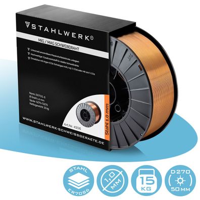 Stahlwerk Schweißdraht MIG MAG Premium Drahtrolle ER70S-6 SG2 1,0 mm 15 kg