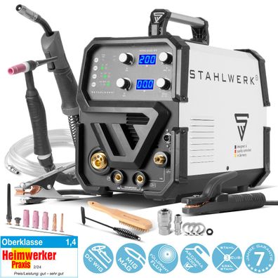 Stahlwerk Kombi-Schweißgerät MTM-200 ST 3-in-1 mit 200 A synergischer Drahtvorschub