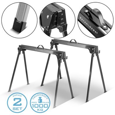 Stahlwerk Sägebock 2er Set 500 kg Universal Arbeitsbock Klappbock Gerüstbock