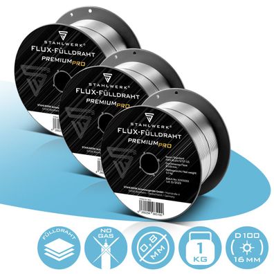 Stahlwerk Fülldraht MIG/MAG Ø 0,8 mm E71T-GS 1kg Drahtrolle S100/ D100 3er Set