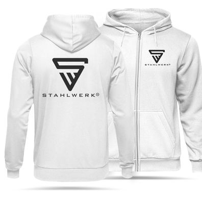 Stahlwerk Hoodie Kapuzenpullover Kapuzenpulli mit Reißverschluss in Weiß Größe M