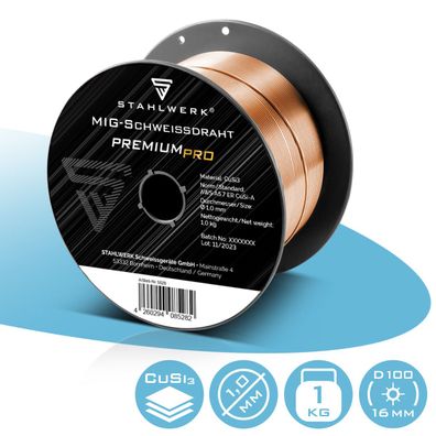 Stahlwerk Schweißdraht MIG MAG CuSi3 1,0 mm 1 kg Drahtrolle