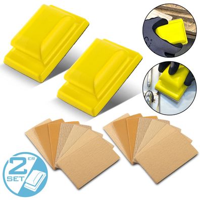 Stahlwerk Handschleifblock 2er Set aus PU-Schaumstoff mit Klett-Schleifmittel