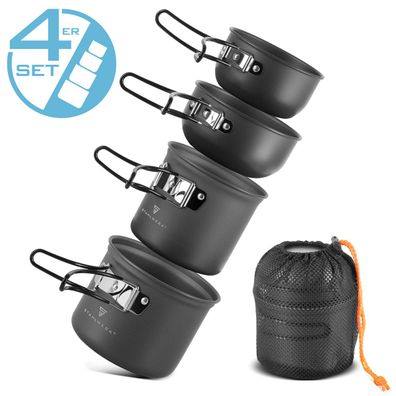 Stahlwerk Camping Kochtopf-Set 4-teilig aus Aluminium Outdoor Kochgeschirr Set