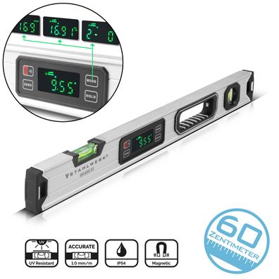 Stahlwerk Digitale Wasserwaage DW-600 ST aus Aluminium mit 600 mm Länge