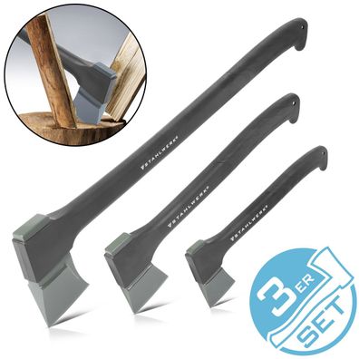 Stahlwerk Axt 3er Set 355/ 445/ 775 mm Beil aus Carbon-Stahl mit Fiberglas-Griff