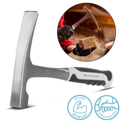 Stahlwerk Maurerhammer aus Carbon-Stahl Ziegelhammer mit Fiberglas-Griff