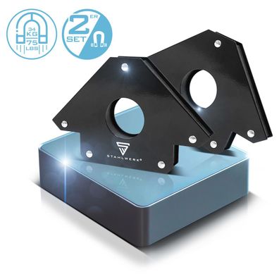 Stahlwerk 2er Set Magnet-Schweißwinkel 34 kg, 75 lbs mit starker Haftkraft