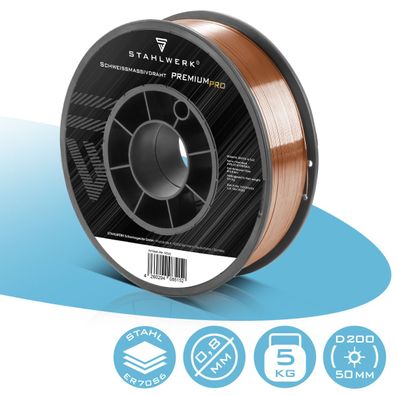 Stahlwerk Schweißdraht MIG/MAG Stahl Ø 0,8 mm ER70S-6 SG2 Drahtrolle 5 kg