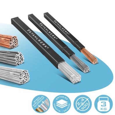 Stahlwerk Schweißstäbe Set ER70S-G3, ER307Si & ER4043Si5 2,5/2,4 x 500 mm je 1kg