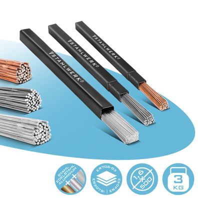 Stahlwerk Schweißstäbe Set ER70S-G3, ER307Si, ER4043Si5 Ø 1,6 x 500 mm je 1kg