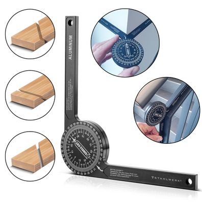 Stahlwerk Winkelmesser 360° Grad Aluminium Gehrungswinkelmesser