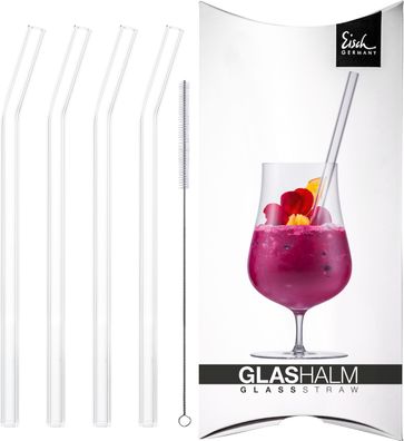Eisch Vorteilset 12 Stück Glashalm-Set 997/10 geknickt kristall(4x)Bürste, K GENTL