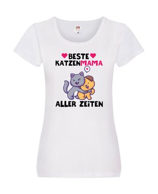 Beste Katzenmama | Katzenmama | Katzenbaby | Herz Damen Shirt Weiß