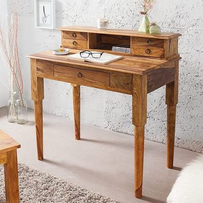 Massiver Sekretär BOMBAY 90cm natural Sheesham Schreibtisch Palisander
