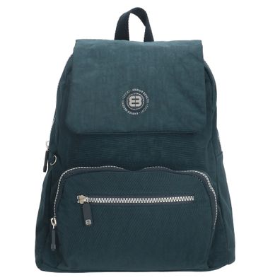 blauer mittlerer Rucksack mit Klappe und Sicherheitsfach am Rücken