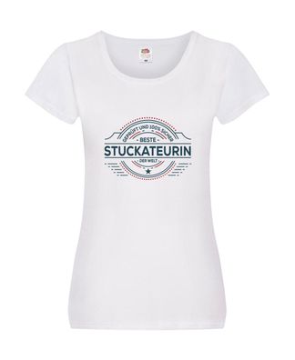 Geprüft und sicher: Stuckateurin | Innenausbau Damen Shirt Weiß