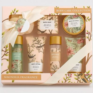 Geschenkset Sandelholz Rose Duschgel, Bodylotion, Badecreme und Duschpuff