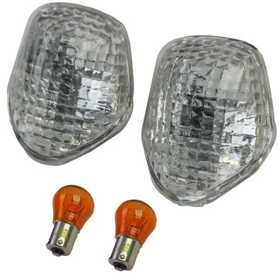 Motorrad Blinker Blinkereinsatz Weiß Chrom Paar für Honda CBR600F2 91-94