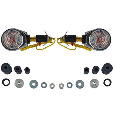 Motorrad Ochsenaugenblinker Lenkerendenblinker Chrom Klar mit E-Prüfzeichen