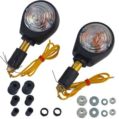 Motorrad Ochsenaugenblinker Lenkerendenblinker Schwarz Klar mit E-Prüfzeichen