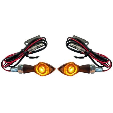 Motorrad LED Mini Blinker Pen Head Custom Schwarz Miniblinker mit E-Prüfzeichen