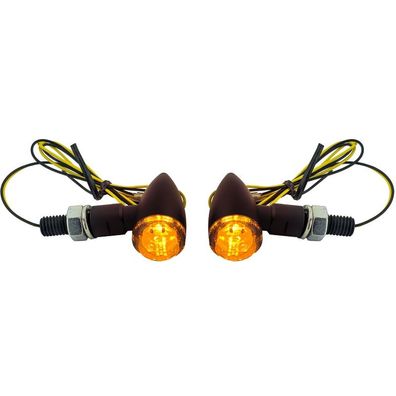 Motorrad LED Mini Blinker Bullet Alu Miniblinker Schwarz mit E-Prüfzeichen